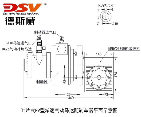 叶片式气动减速马达配刹车器