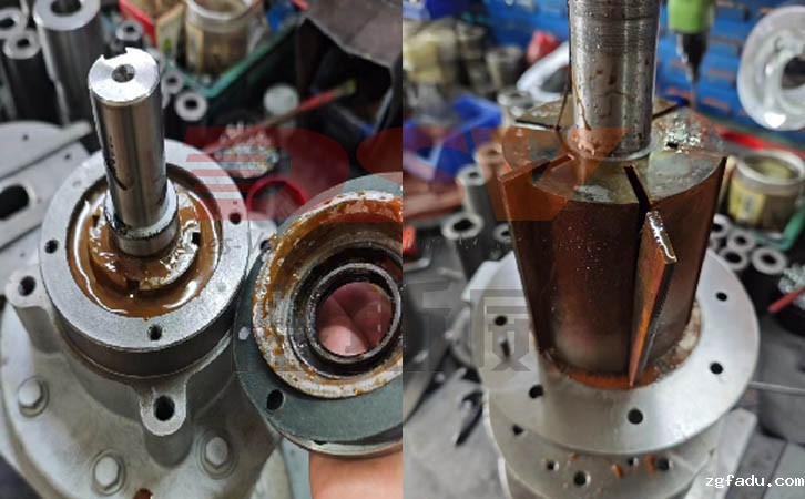 拆开后气动马达存在水分多生锈问题